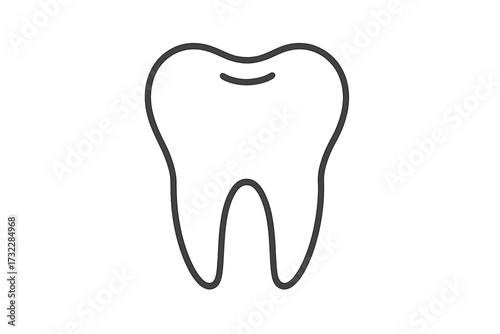 Tooth icon minimalist dental hygiene symbol, oral care concept, dentistry vector illustration white background, healthy teeth outline, clean tooth cartoon graphic, medical clinic emblem design element