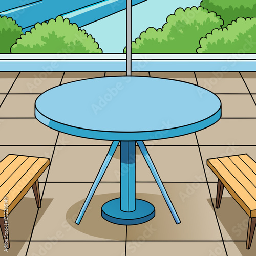 table and chairs in a cafe