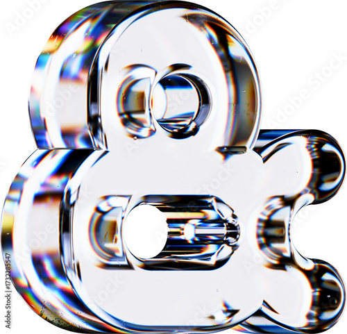 Set of 3d Rendered Letters made of Transparent Glass on White Background