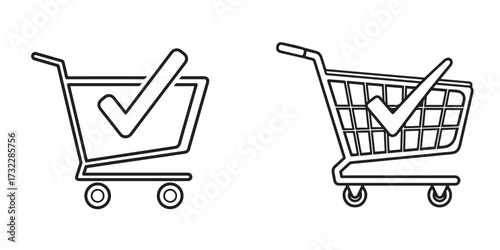 Shopping Cart with Checkmark Icons