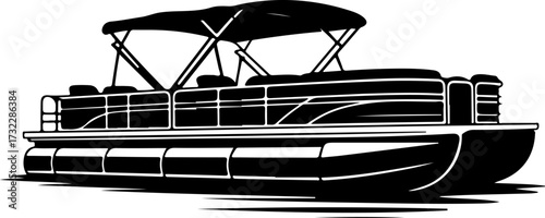Pontoon boat silhouette vector illustration