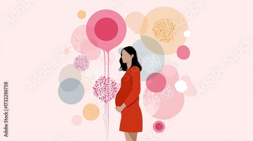 Minimal abstract illustration of pregnant woman
