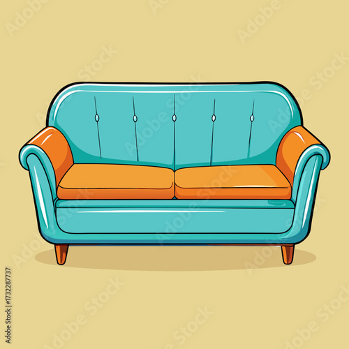 red sofa isolated on white