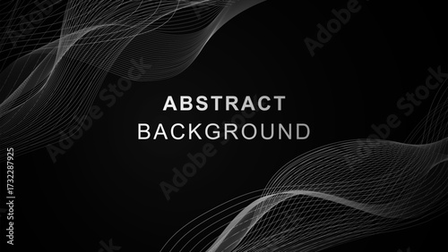 Vector wavy lines design on black background. Abstract lines of technological progress.