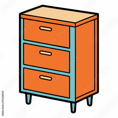 wooden cabinet with drawers isolated