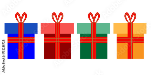 New Year present with festive decoration and holiday atmosphere