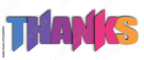 "Thanks" Bold Gradient Typography on Transparent Background – Vibrant Multicolour Letters for Gratitude and Appreciation Designs