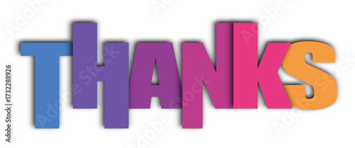 "Thanks" Bold Gradient Typography on Transparent Background – Vibrant Multicolour Letters for Gratitude and Appreciation Designs