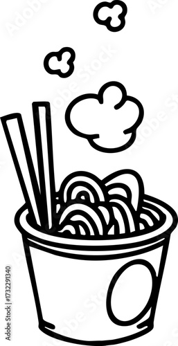 hot take out noodles with chopsticks