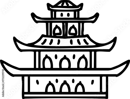 simple cartoon of a japanese castle