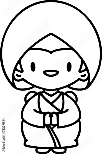 happy japanese woman in traditional bridal outfit