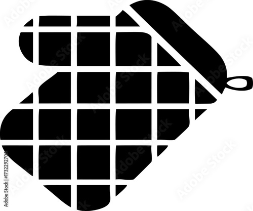 Oven mitt checkered pattern, kitchen glove cooking vector illustration