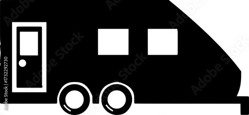 Travel trailer silhouette caravan camper van icon vector illustration