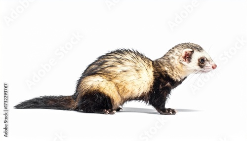 close up of a ferret animal on a white