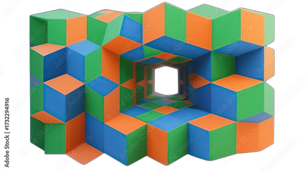 Obraz premium Abstract colorful 3D cubes building a business concept puzzle block design