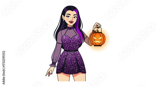 Spooky Silhouette: A character embodying the spirit of Halloween, clutching a jack-o'-lantern. A whimsical display of costume and thematic celebration. 