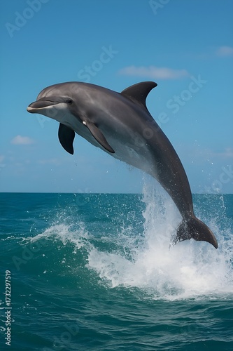 dolphin leaping above ocean waves