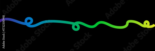 Abstract Color Lines on a Black Background. A Vector Wave Shape Gradient Pattern. A 3D Rainbow Ribbon Knot Graphic Design with a Modern Loop Squiggle Element.
