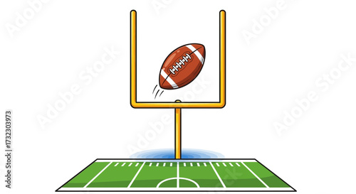 American football soars toward the goal post showcasing field and game anticipation