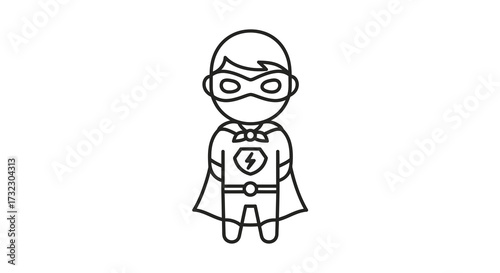 Black and white vector illustration of a superhero, perfect for any web or design project