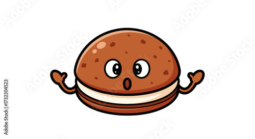 Cartoon confection with surprised expression a whimsical dessert character isolated
