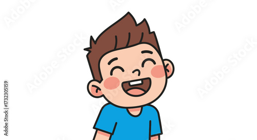 Cheerful cartoon boy with a joyful expression radiating pure happiness and innocence