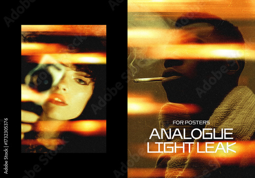 Light Leak Poster Photo Effect Mockup