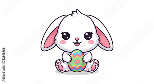 Delightful cartoon bunny with easter egg creating spring festive celebration mood