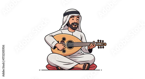 Enchanting Arabian nights with the mystical sounds of the Oud player character illustration