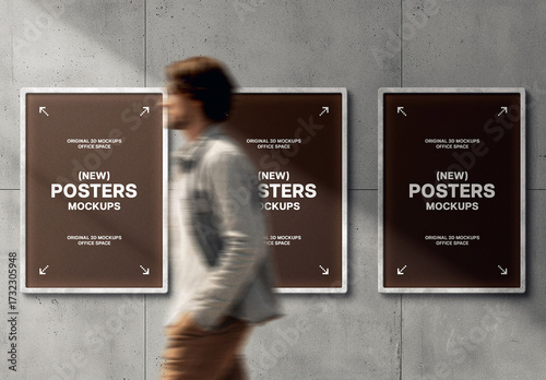 Сoncrete Wall Framed Posters Mockup