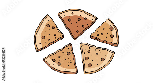 Hand drawn arrangement of pancake slices on a white backdrop evoking a sense of simple joy