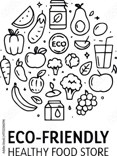 Organic Eco Food Hand Drawn Design 