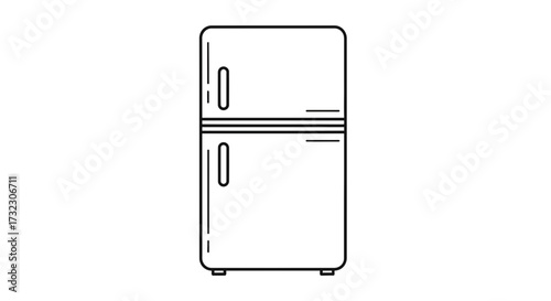 Minimalist refrigerator illustration showcasing simplicity and functional design outline style