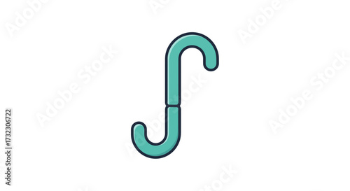 Minimalist teal candy cane illustration against a clean white background for graphic usage