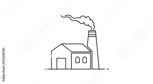 Monochrome depiction of a factory spewing emissions and contributing to pollution