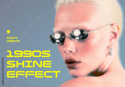 1990s Shining Photo Effect Mockup