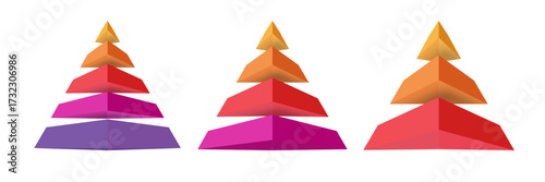 Pyramid infographic set 3d style for presentation, start up project, business strategy, theory basic operation, logic analysis vector 10 eps