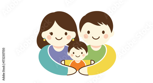 Stylized Cartoon Family Portrait Representing Affection and Unity Through Minimalist Design