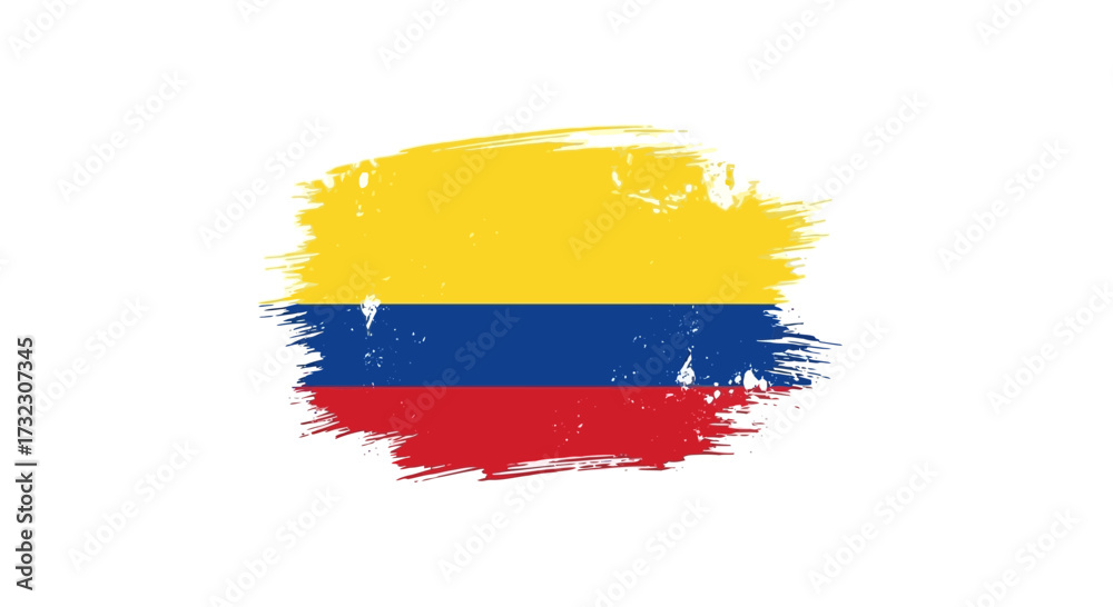 Obraz premium Textured brushstroke colombian flag illustration creating a nationalistic presentation