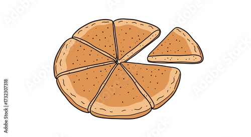 Stylized pancake pie chart with missing slice representing data visualization element