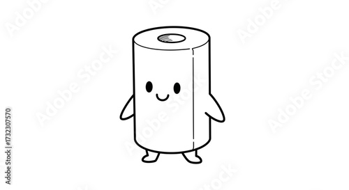 Whimsical cartoon roll with kawaii face and limbs, inviting creativity and delight