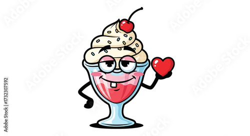 Whimsical dessert character offering love cartoon, a sweet illustration perfect for joyful themed