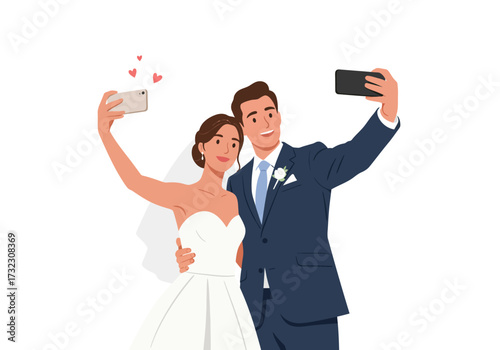 Newlyweds Capture Memories A Joyful Wedding Selfie