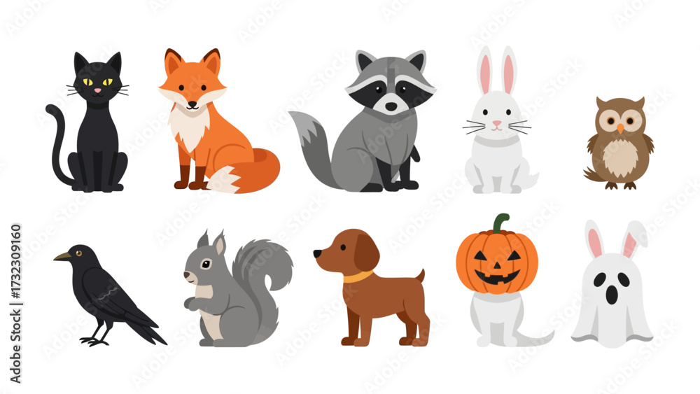 Obraz premium Playful Cartoon Menagerie: A vibrant array of cartoon animals presents a delightful scene, bursting with charm and whimsy.
