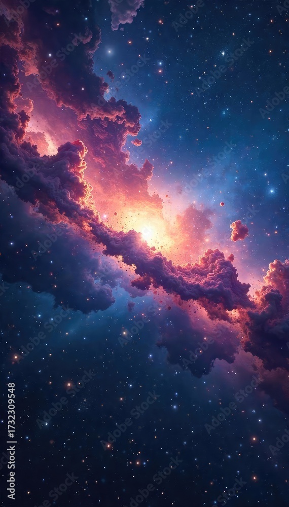 Fototapeta premium Swirling Nebulae and Distant Galaxies A Cosmic Tapestry of Mystery and Wonder
