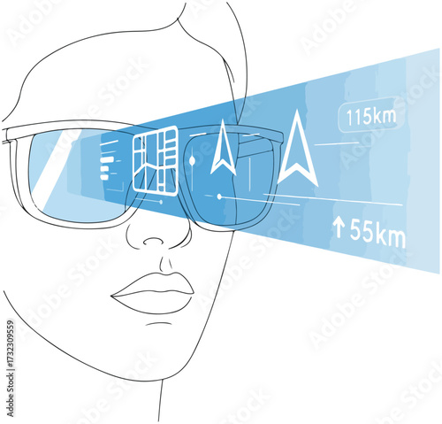 Augmented Reality Glasses Navigation Interface Vector