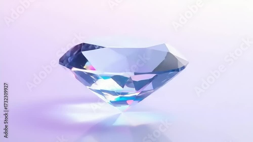 Shining diamond gem against soft gradient background with light reflections