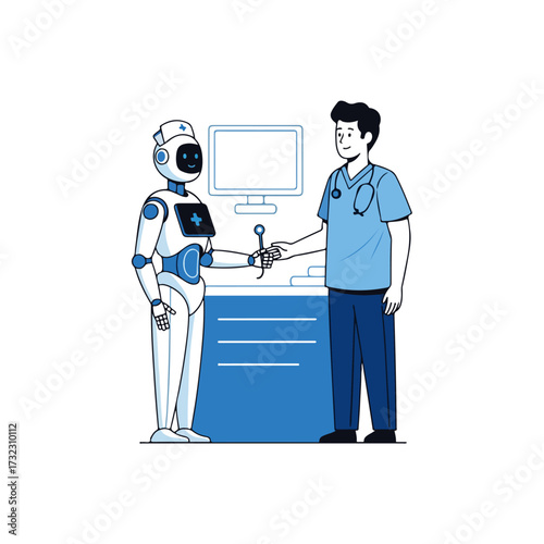 Doctor and Robot Healthcare Illustration