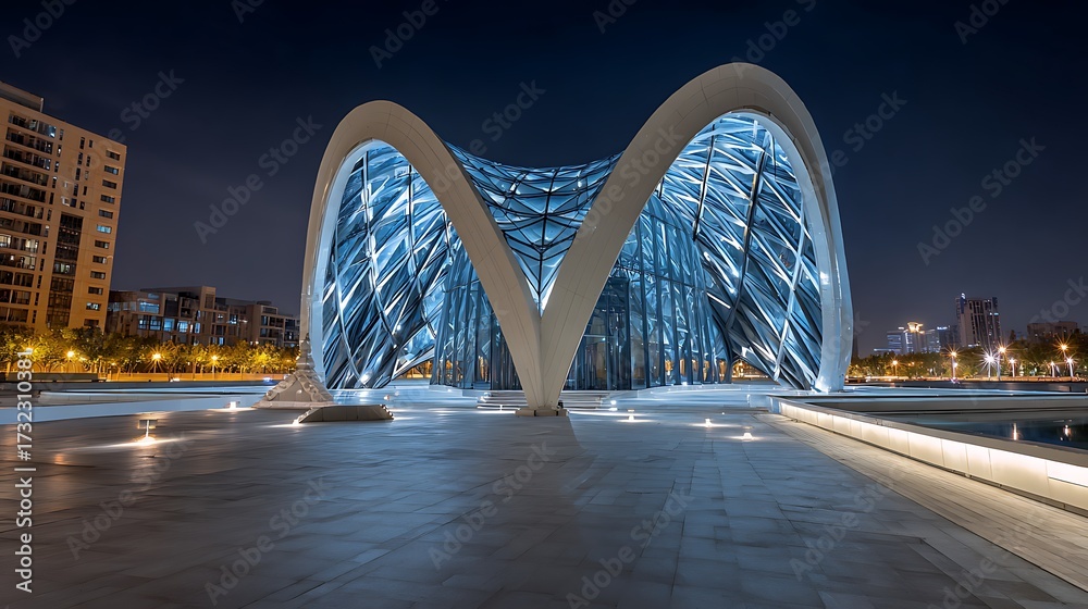Fototapeta premium Stunning architectural design illuminated at night
