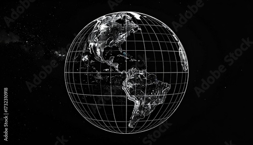 Planet Earth in space, showing America; technology concept for global connection